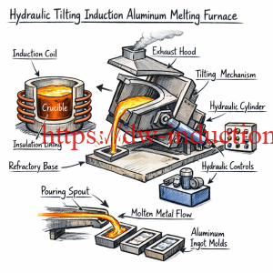 Hydraulic Tilting Induction Furnace for Melting Steel, Copper, Brass and Aluminum