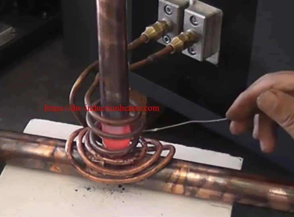 Induction brazing copper pipe