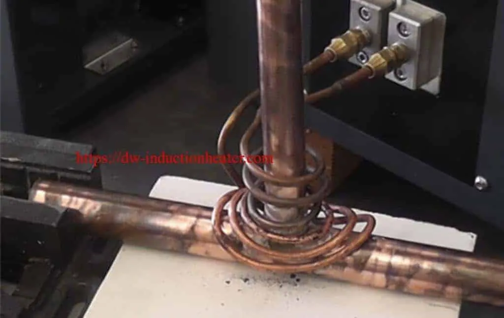 Induction brazing copper pipe