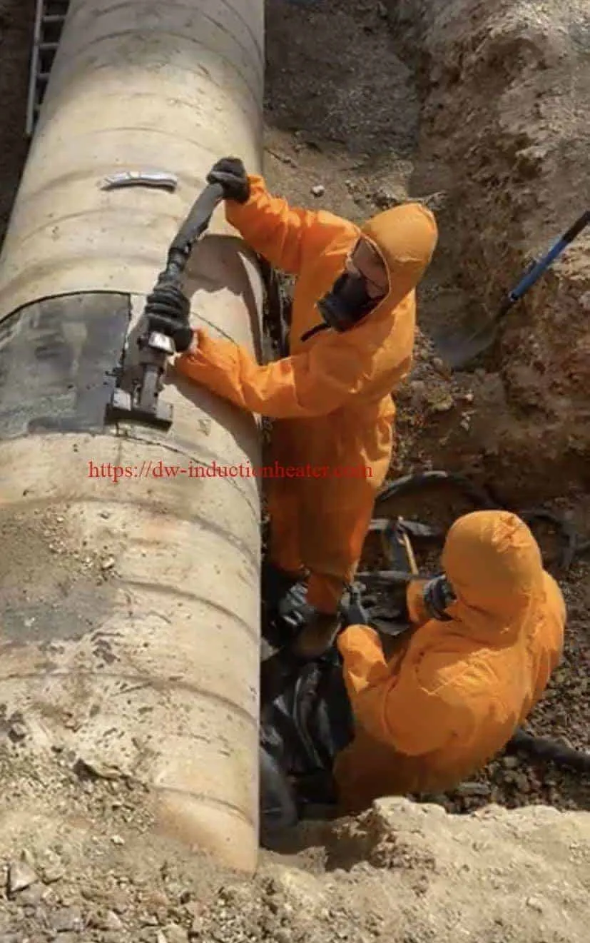 Pipeline Induction Coating Removal induction pipeline coating removal system removing old coating from steel pipeline
