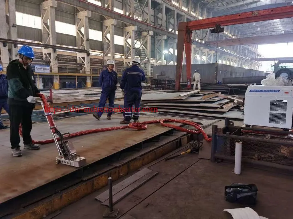 induction straightening deck and bulkhead for repair